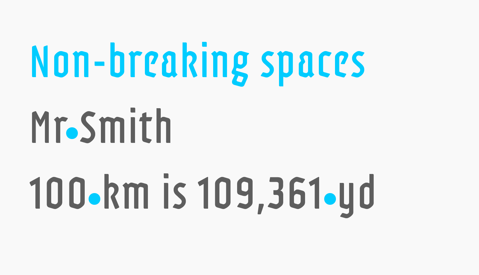 Typographic space non-breaking space thin space