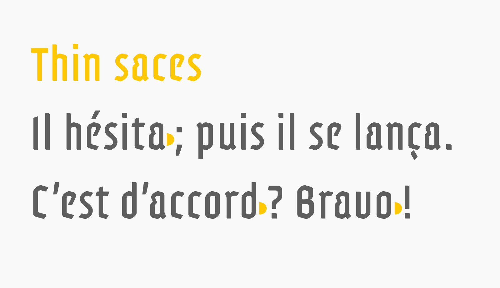 Typographic space non-breaking space thin space