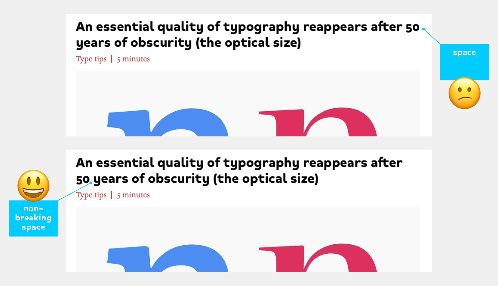 Typographic space non-breaking space thin space
